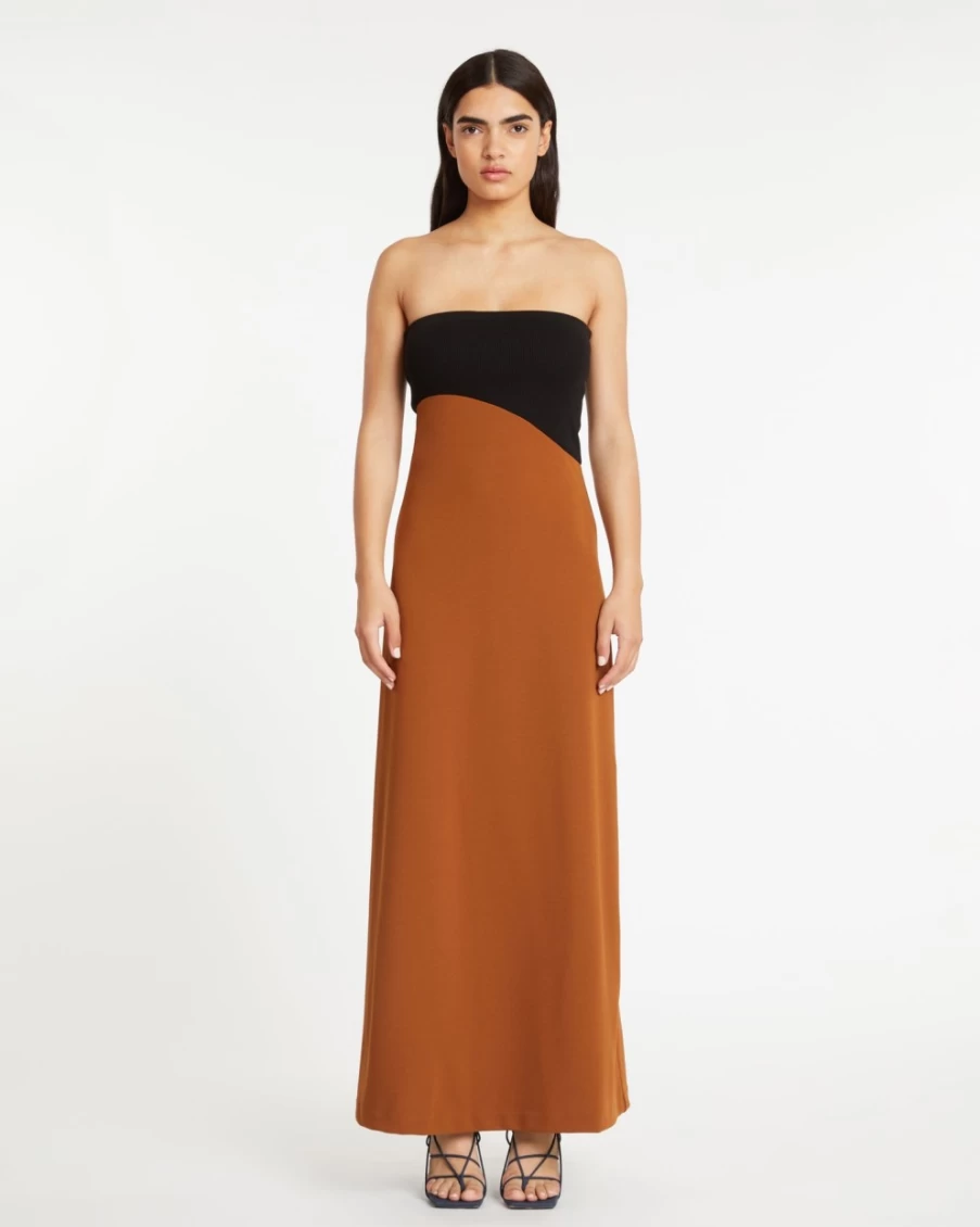 "Tanya Taylor Shawna Dress for Women in Black/Bronze – Elegant Evening Gown"