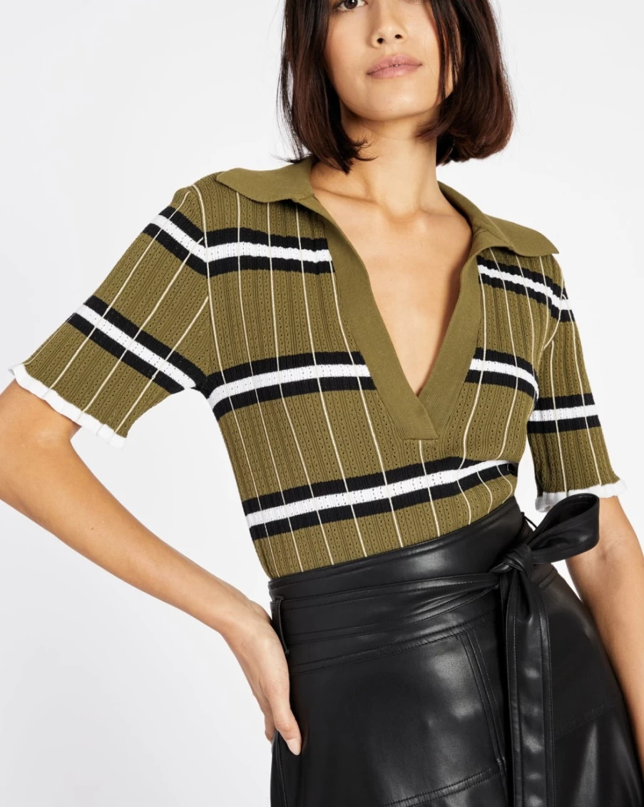 Tanya Taylor Women's Rayne Knit Top in Moss Multi Color