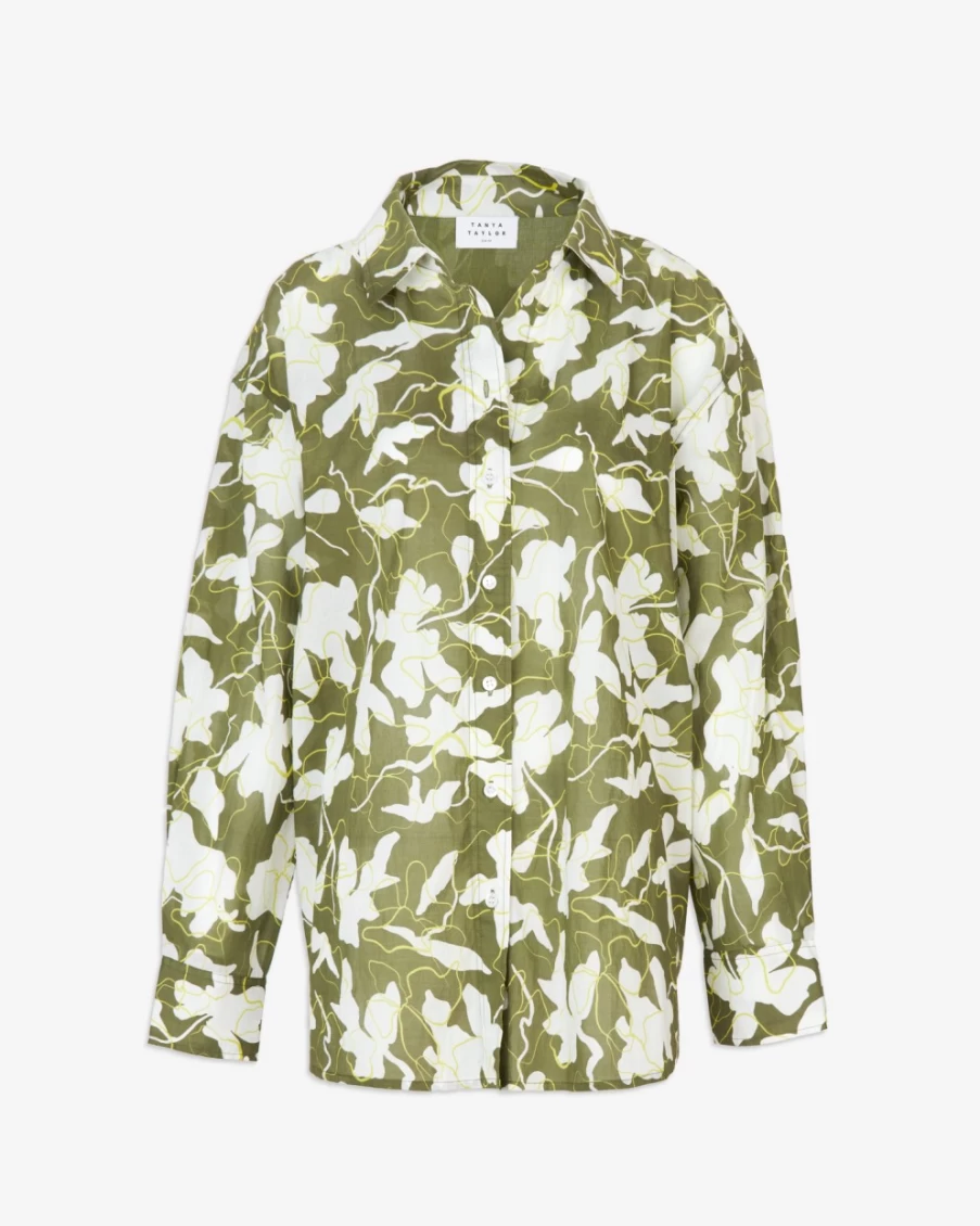 "Tanya Taylor Women's Calandra Top in Moss/Kiwi Multi Color"