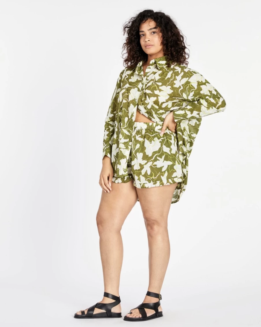 "Tanya Taylor Women's Calandra Top in Moss/Kiwi Multi Color"
