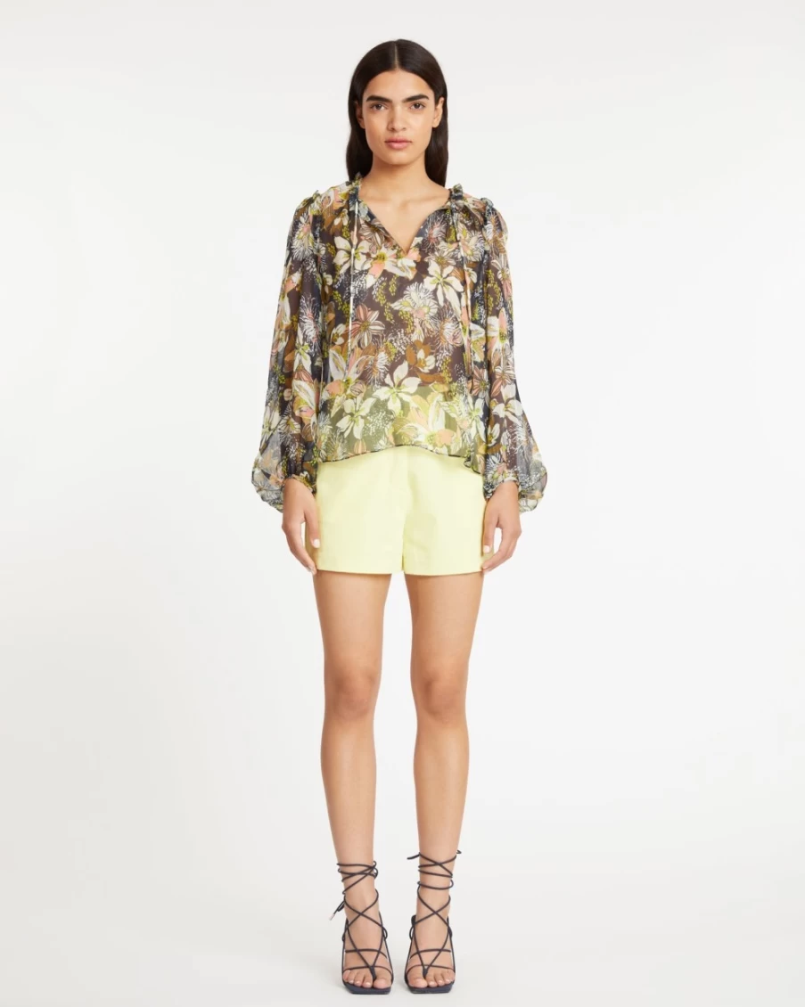 Tanya Taylor Women's Aubrielle Top in Maritime Blue Multi - Floral Print Blouse