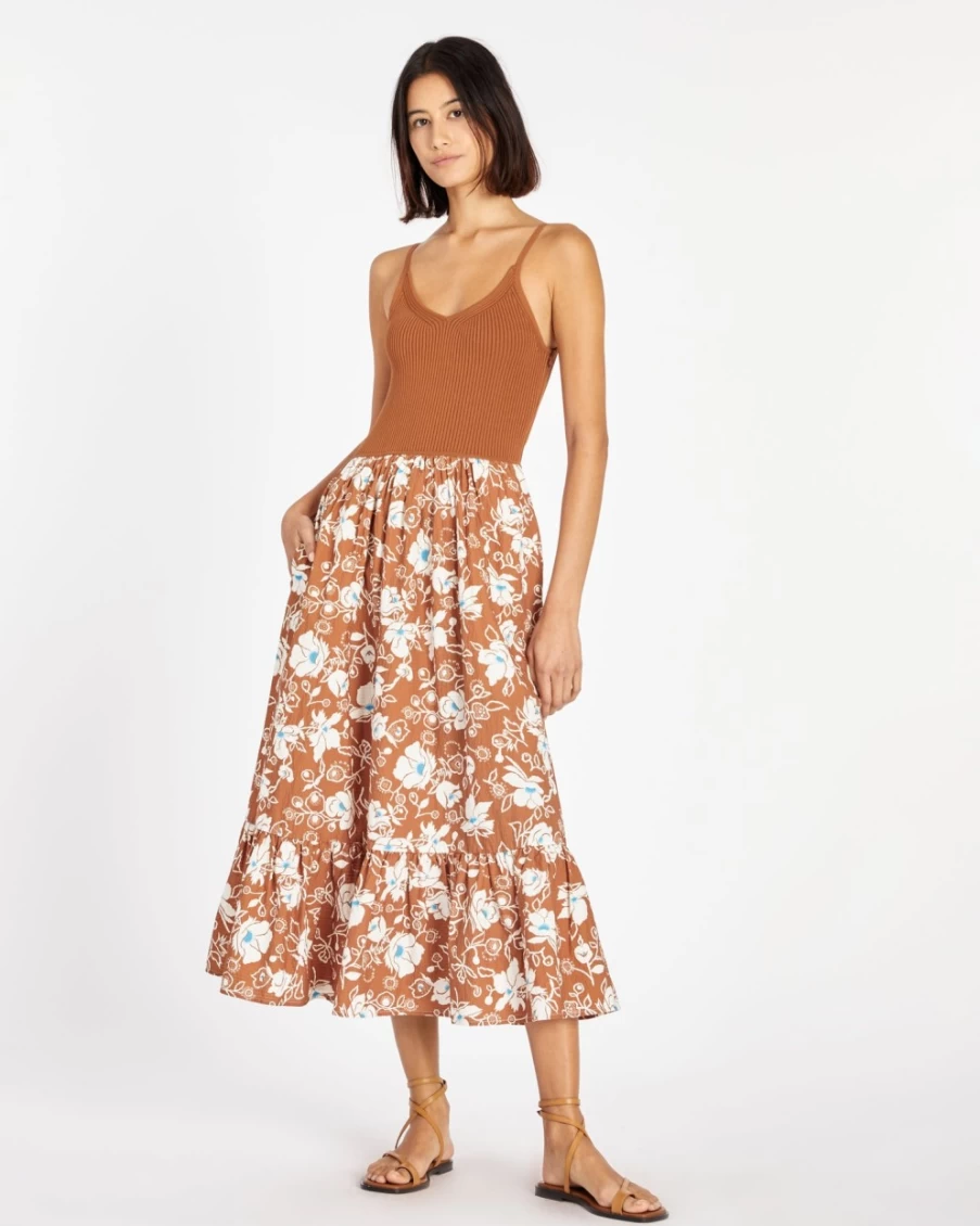 Tanya Taylor Women's Bronze Multi Halsey Dress - Elegant Floral Printed Party Gown