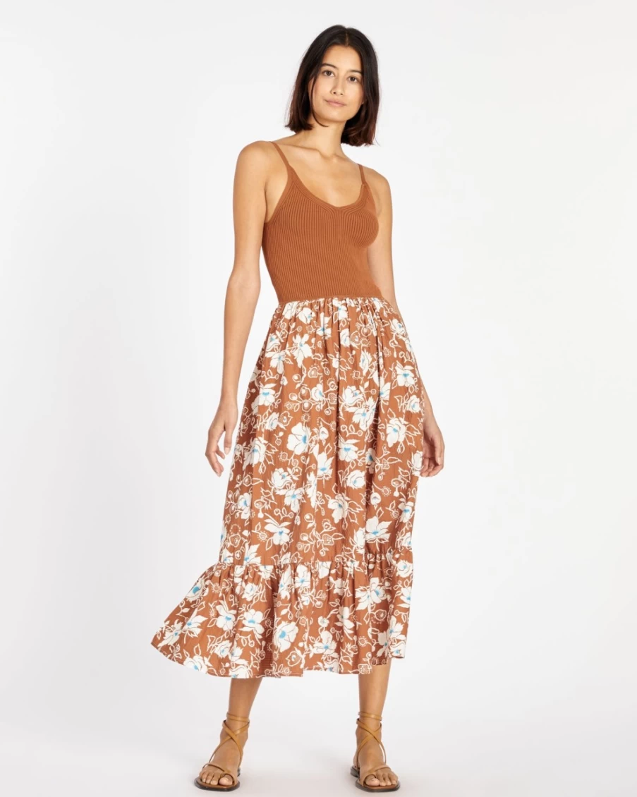 Tanya Taylor Women's Bronze Multi Halsey Dress - Elegant Floral Printed Party Gown