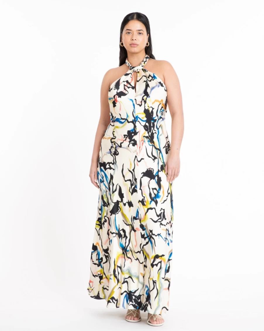 Tanya Taylor Women's Maya Dress in Cream Multi - Elegant Floral Printed Maxi Dress