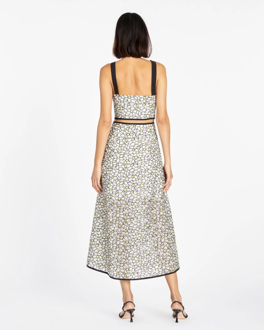 "Tanya Taylor Women's Selena Skirt - White, Black, Kiwi Colors | Stylish & Elegant"