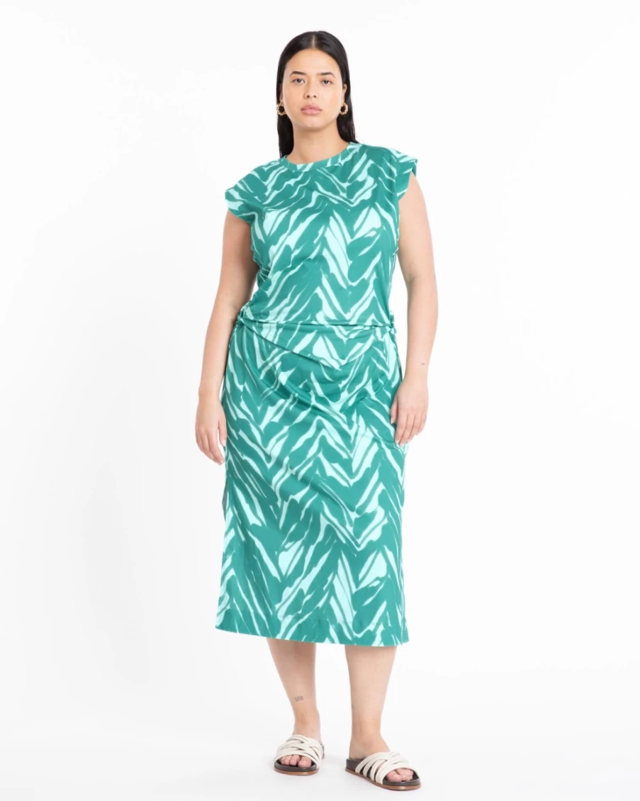 Tanya Taylor Women's Aurora Dress in Pistachio & Riviera - Elegant Flowy Summer Gown