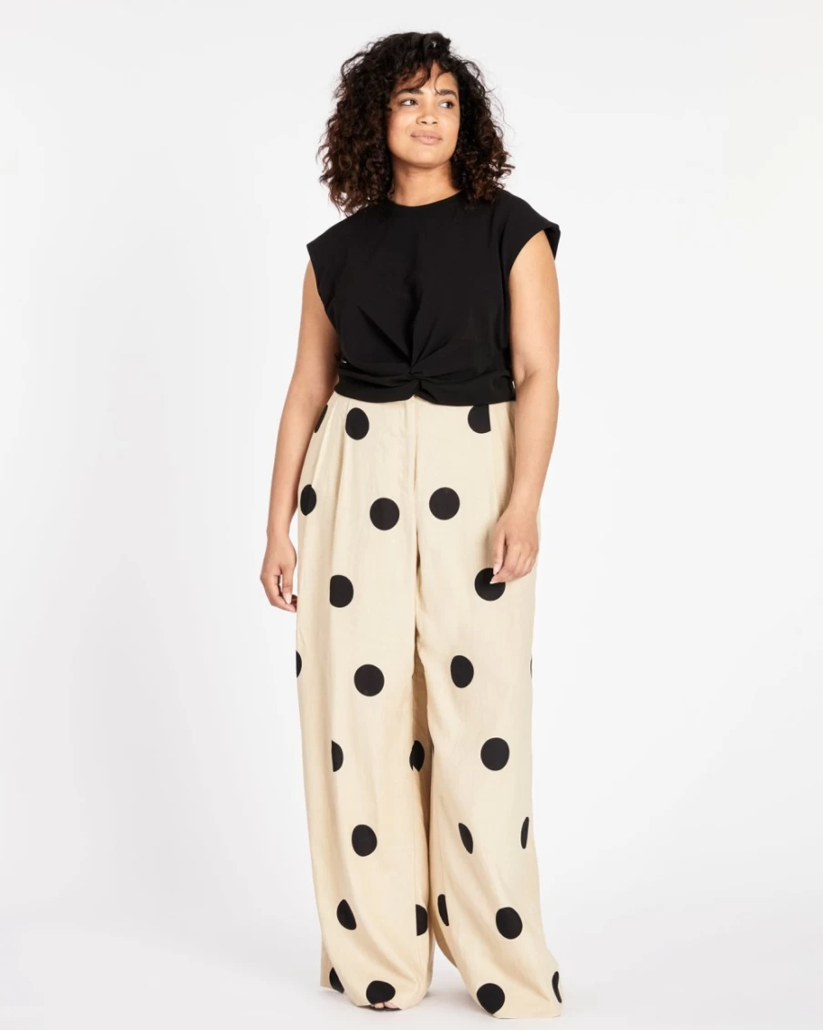 Tanya Taylor Women's Kenia Pant in Sand/Black - Casual Comfort Fit Trousers