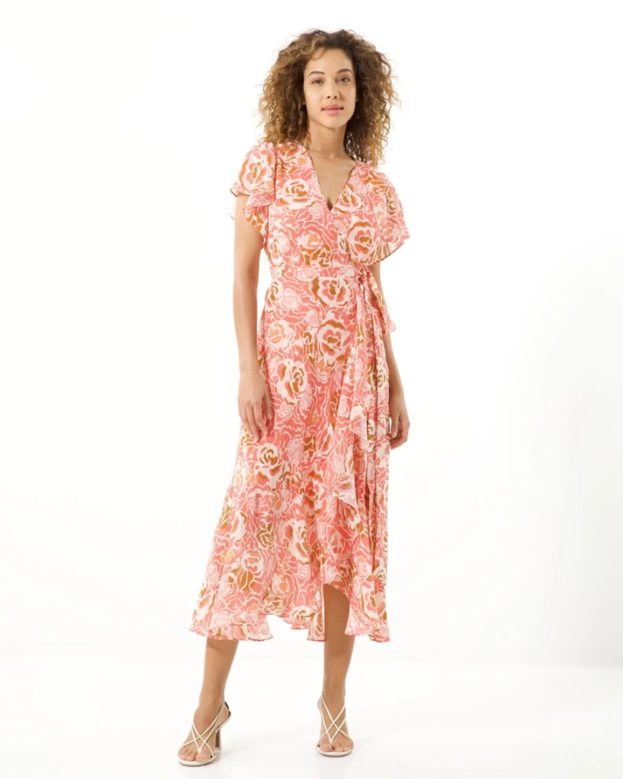 Tanya Taylor Women's Blaire Dress in Guava Multi - Floral Printed Summer Dress