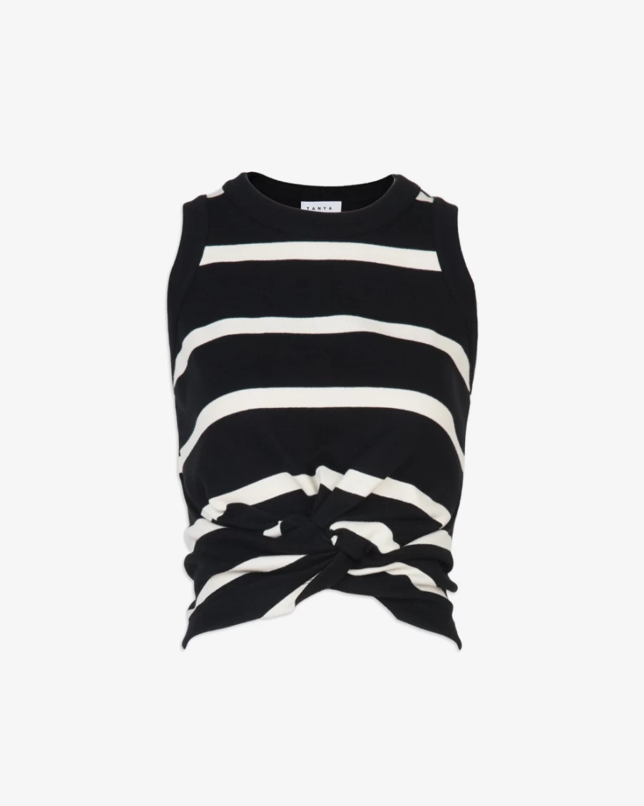 "Tanya Taylor Imara Top for Women - Black & Cream Blouse"