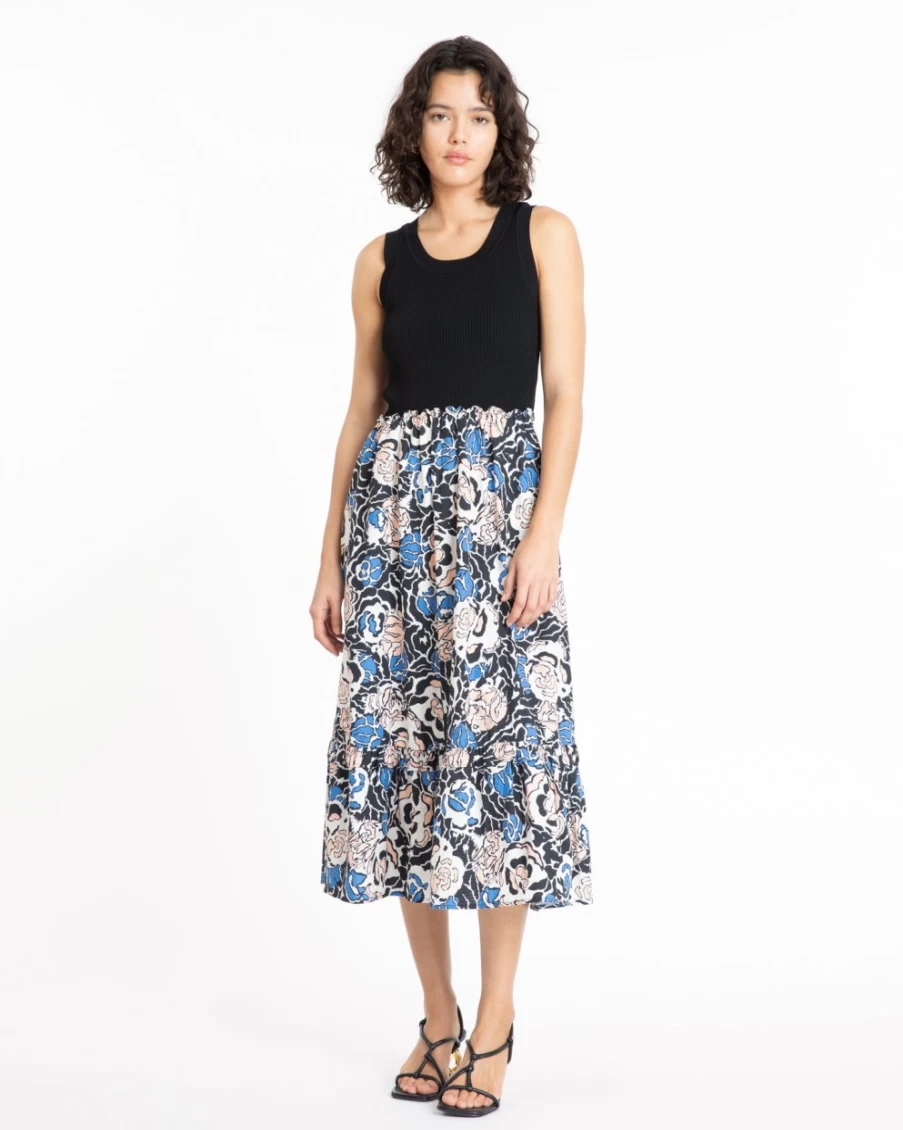 Tanya Taylor Women's Devon Dress in Black Multi - Elegant Floral Print Summer Dress