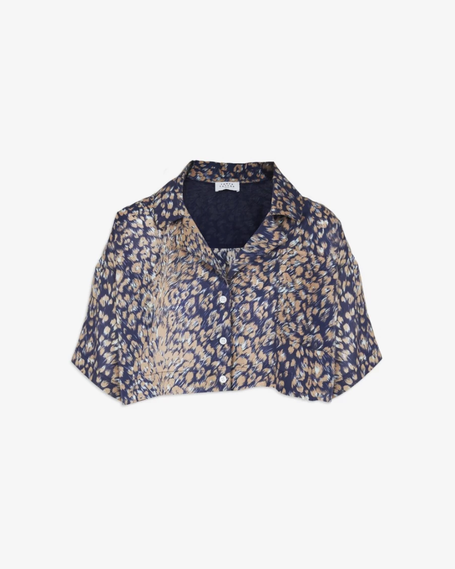 Tanya Taylor Women's Kennedy Top in Maritime Blue Multi - Floral Print Blouse