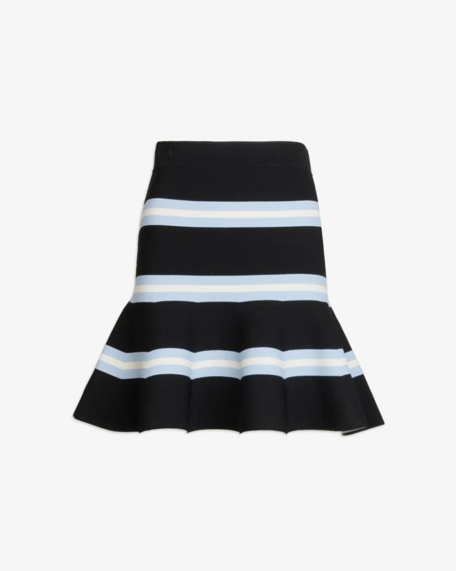 Tanya Taylor Women's Rivka Knit Skirt - Black, Horizon Blue, Chalk Colors