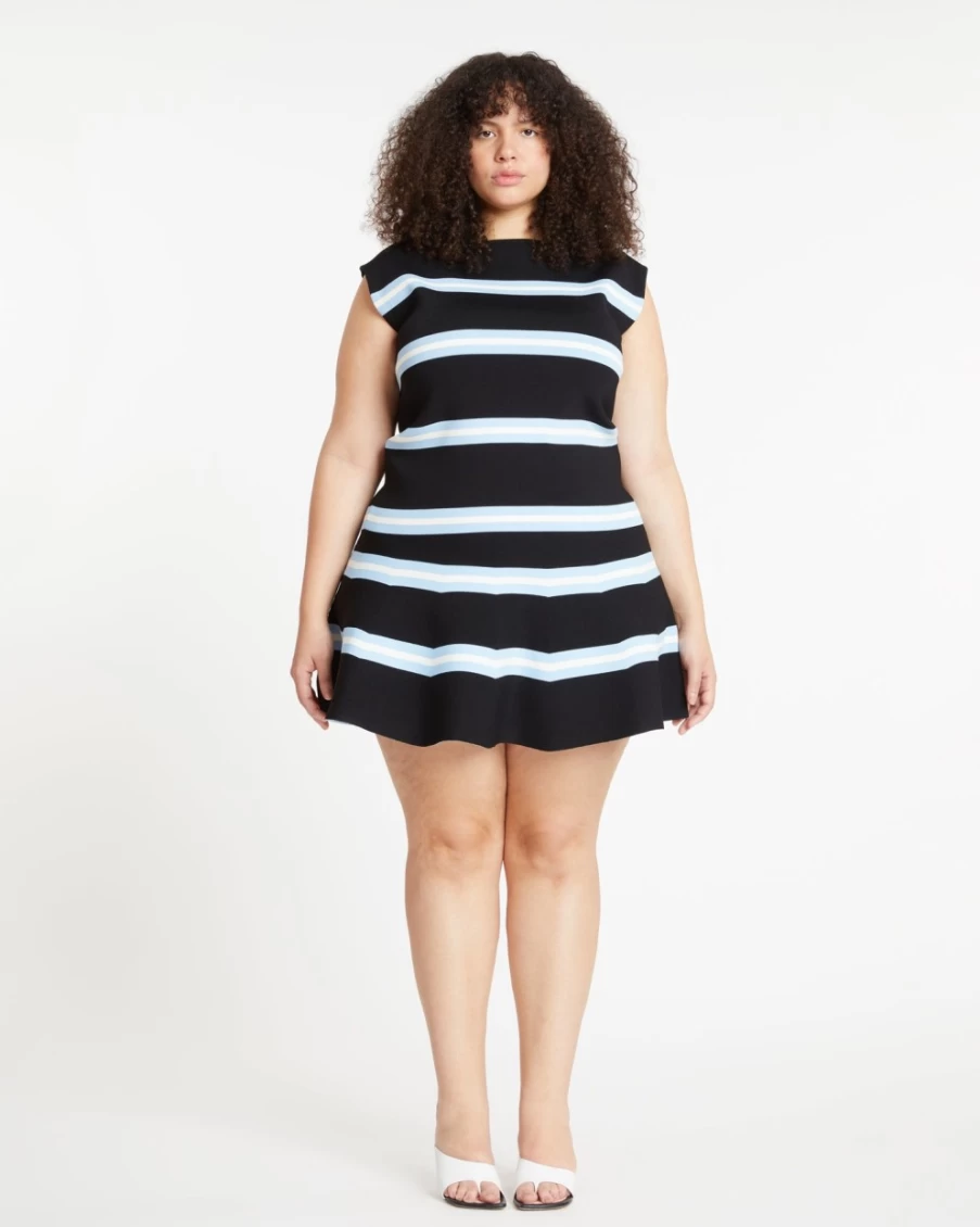 Tanya Taylor Women's Rivka Knit Skirt - Black, Horizon Blue, Chalk Colors
