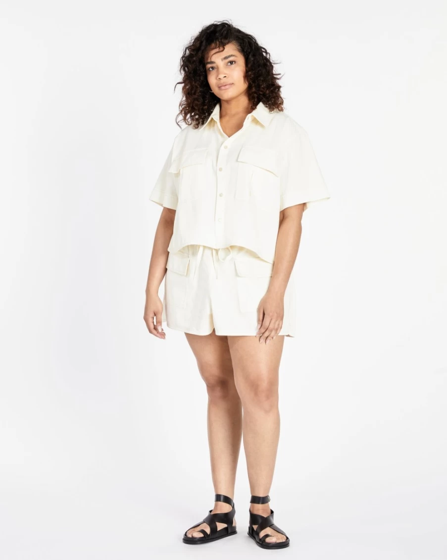 Tanya Taylor Women's Tate Short in Chalk | Casual Comfort Fit