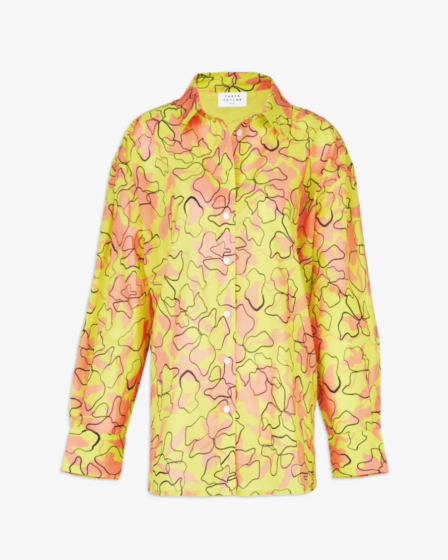 Tanya Taylor Women's Calandra Top in Kiwi Multi | Floral Print Blouse