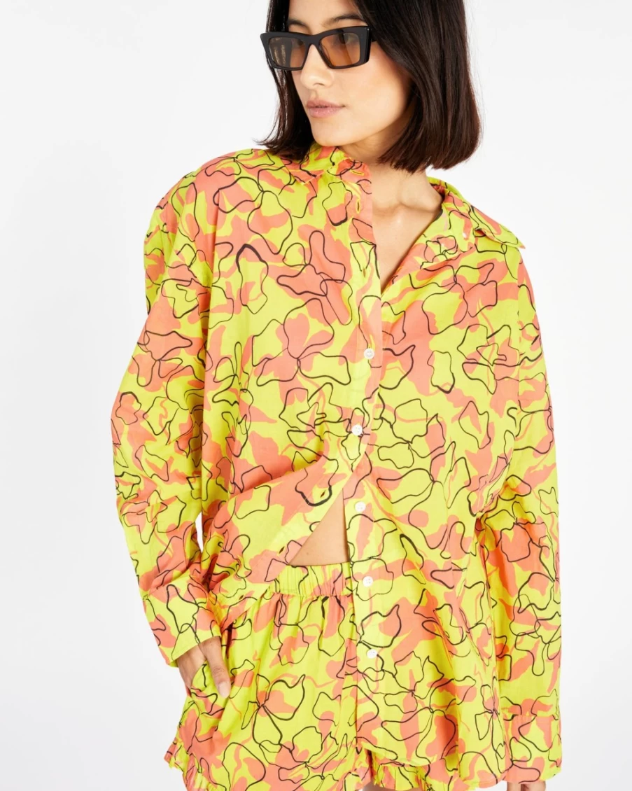 Tanya Taylor Women's Calandra Top in Kiwi Multi | Floral Print Blouse
