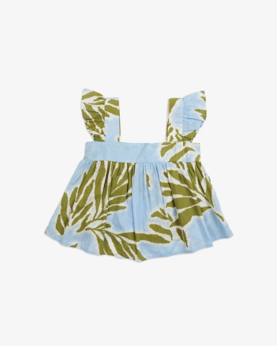 "Tanya Taylor Women's Mini Bobbi Top in Horizon Blue Multi | Stylish Casual Blouse"