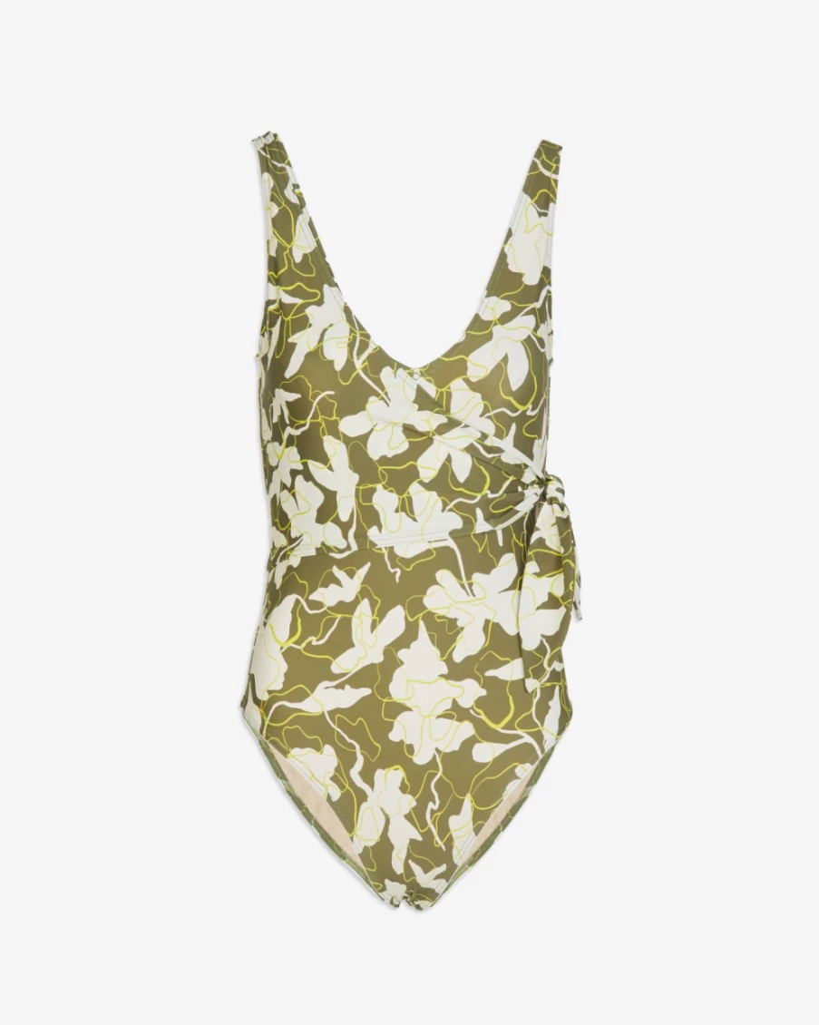 Tanya Taylor Women's Kelly Wrap One-Piece Swimsuit in Moss/Kiwi Multi Print