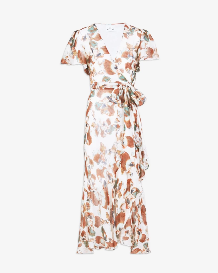 Tanya Taylor Women's Blaire Dress in Chalk Multi - Elegant Floral Printed Summer Dress
