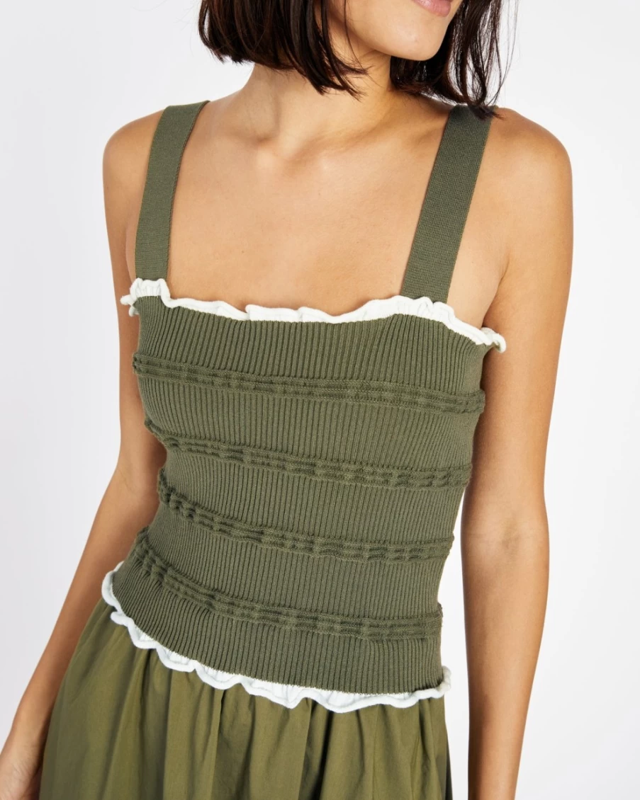 Tanya Taylor Women's Francesca Dress in Moss | Elegant Floral Printed Summer Dress