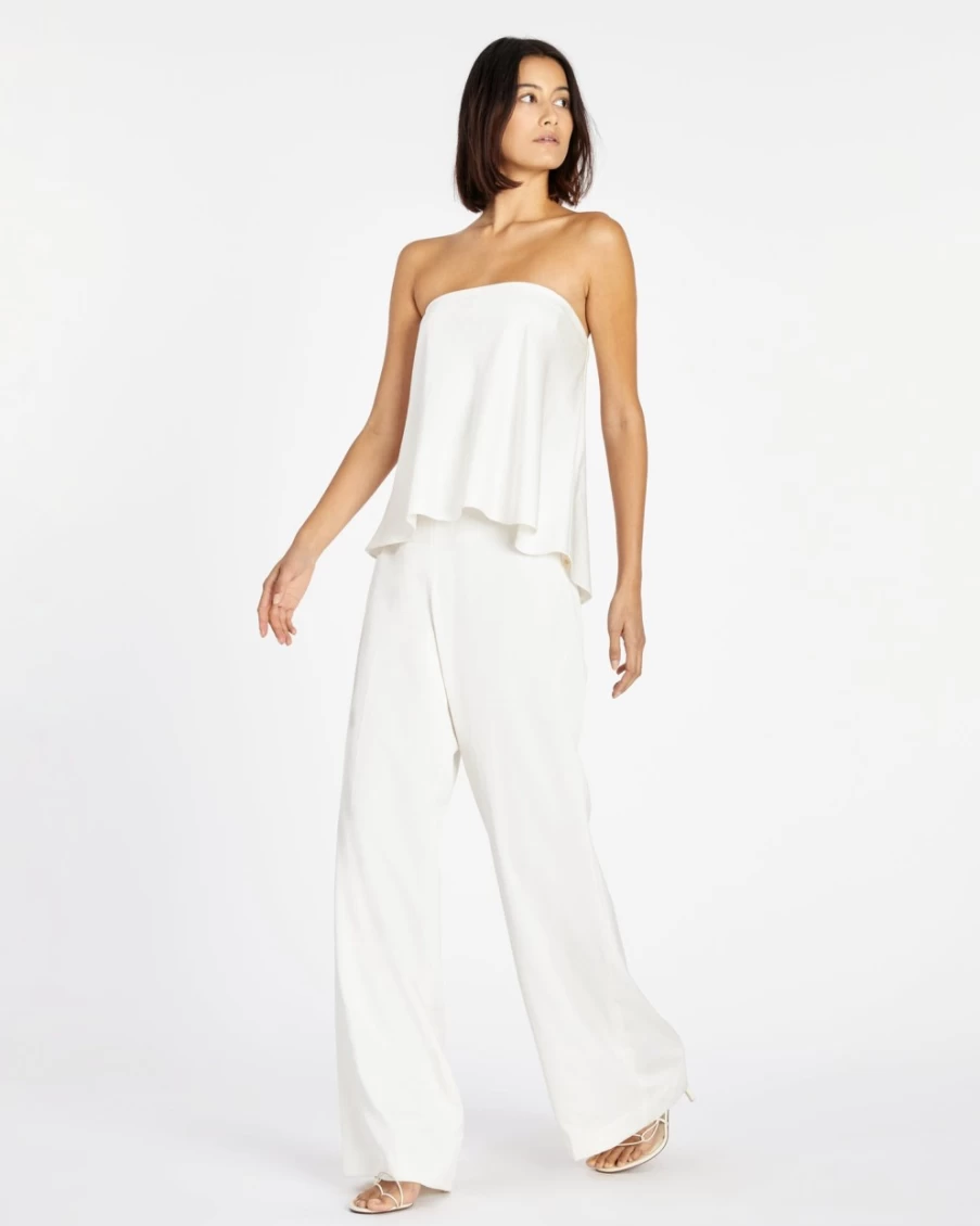 Tanya Taylor Women's Andy Pant in Chalk - Elegant High-Waisted Trousers