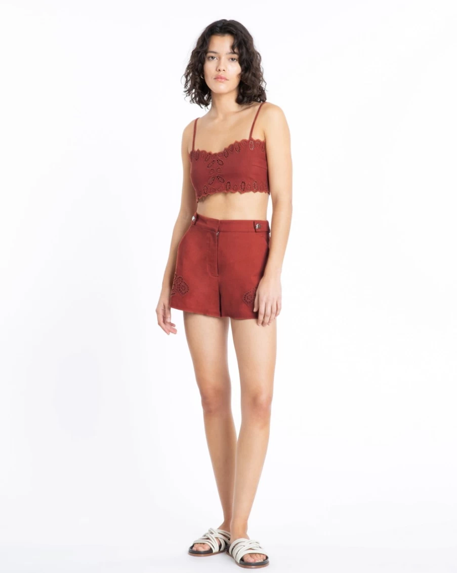 Tanya Taylor Women's Fynn Short in Ginger - Casual Comfort Fit High-Waisted Summer Shorts