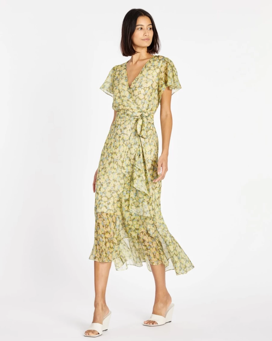 "Tanya Taylor Blaire Dress for Women in Cameo Blue Multi | Floral Print Summer Dress"