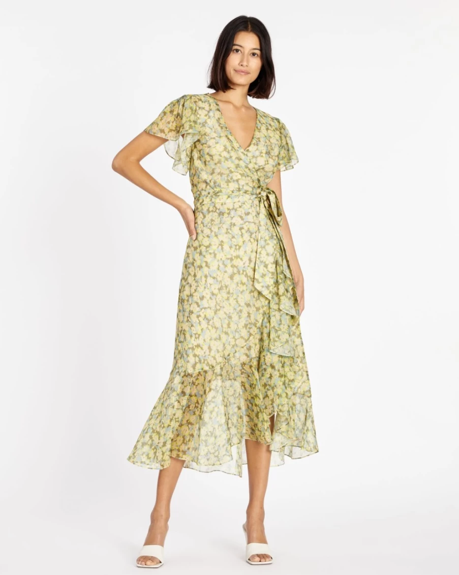 "Tanya Taylor Blaire Dress for Women in Cameo Blue Multi | Floral Print Summer Dress"
