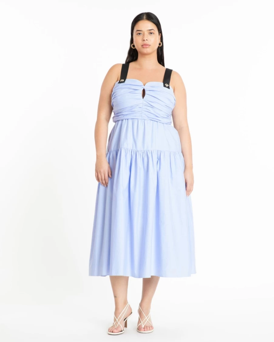 Tanya Taylor Women's Jenna Dress in Oxford Blue - Elegant Flowy A-Line Style