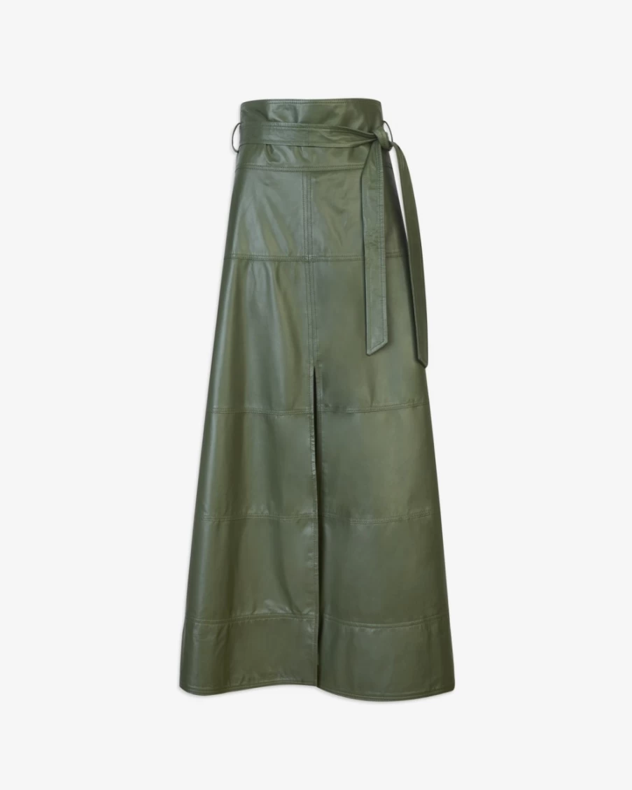 "Tanya Taylor Women's Olive Hudson Skirt – Classic A-Line Mid-Length Style"