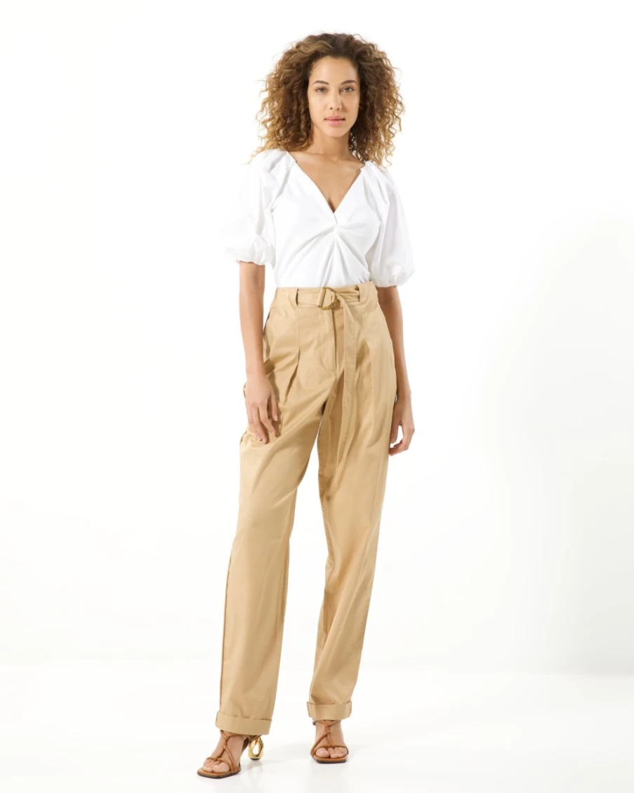 Tanya Taylor Women's Tyler Pant in Tan - Classic Casual Trousers