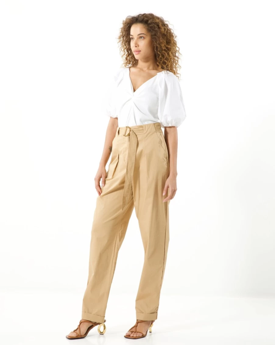 Tanya Taylor Women's Tyler Pant in Tan - Classic Casual Trousers