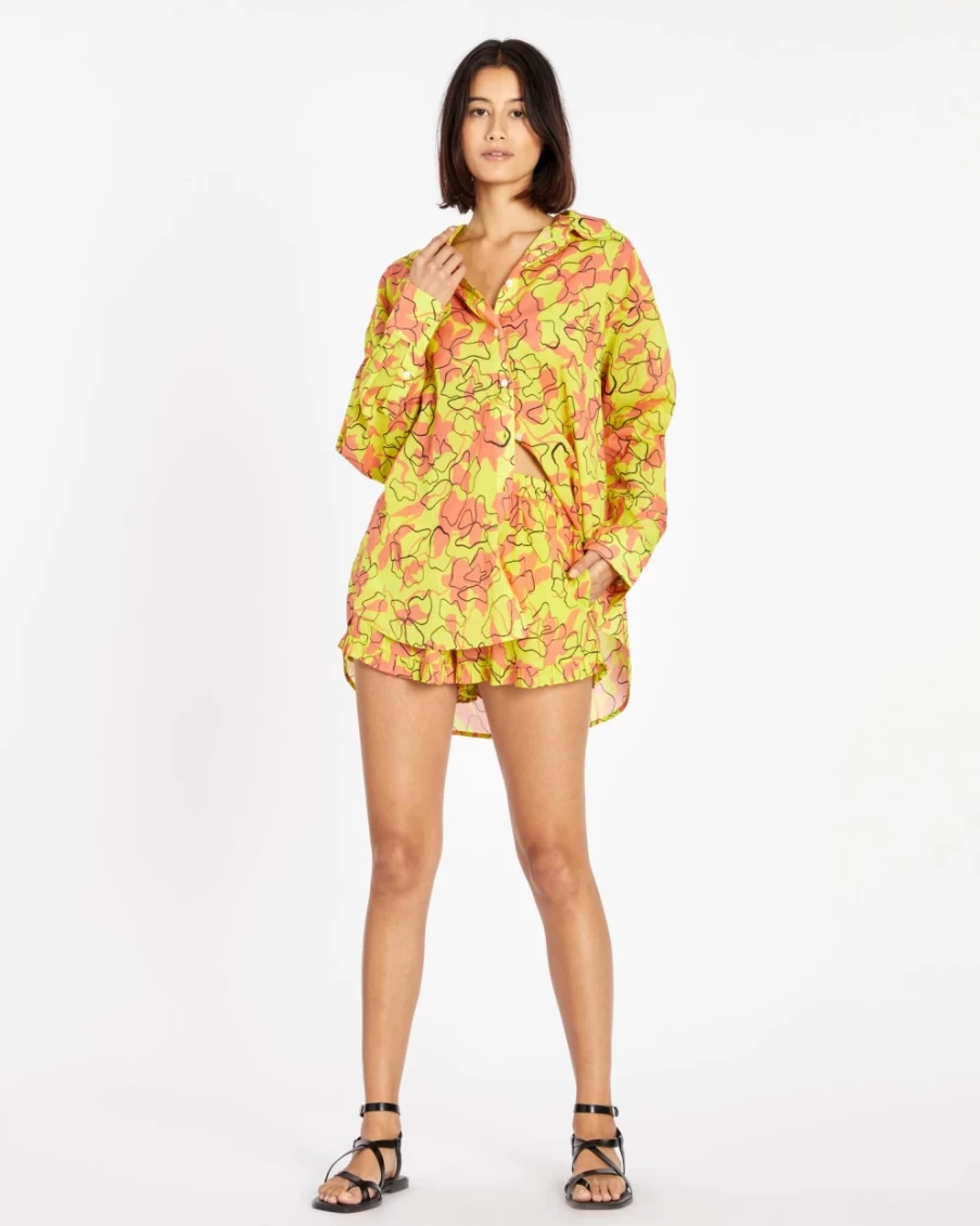 Tanya Taylor Women's Marley Short in Kiwi Multi Print | Stylish & Comfortable