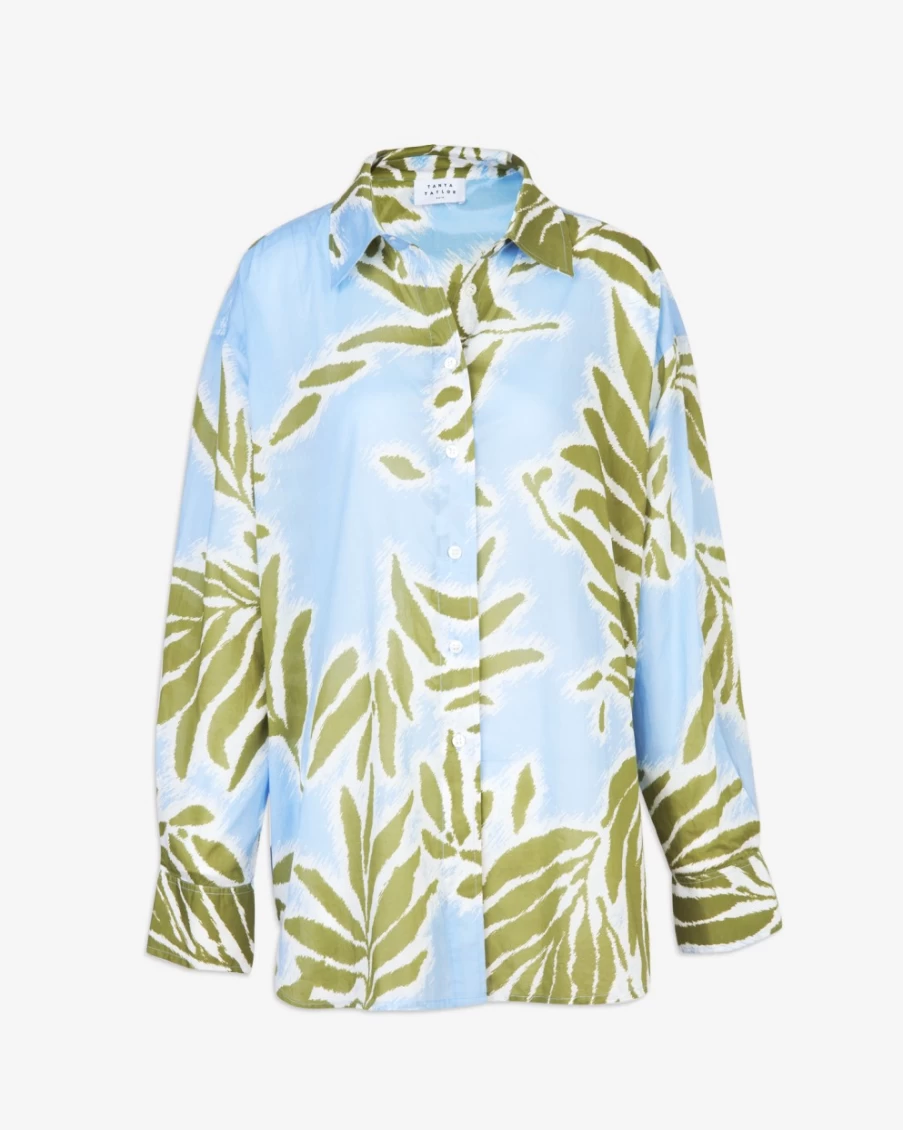 Tanya Taylor Women's Calandra Top in Horizon Blue Multi | Floral Print Blouse