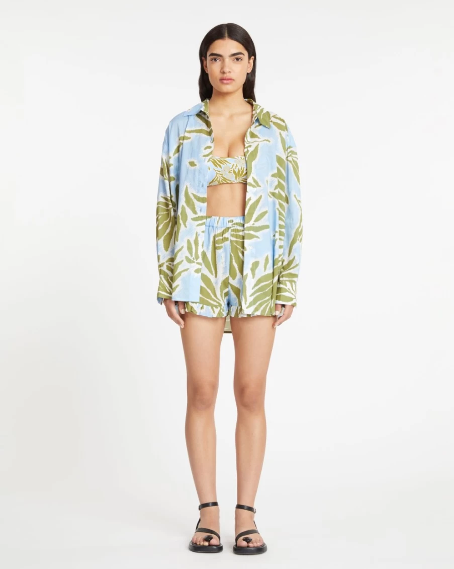 Tanya Taylor Women's Calandra Top in Horizon Blue Multi | Floral Print Blouse
