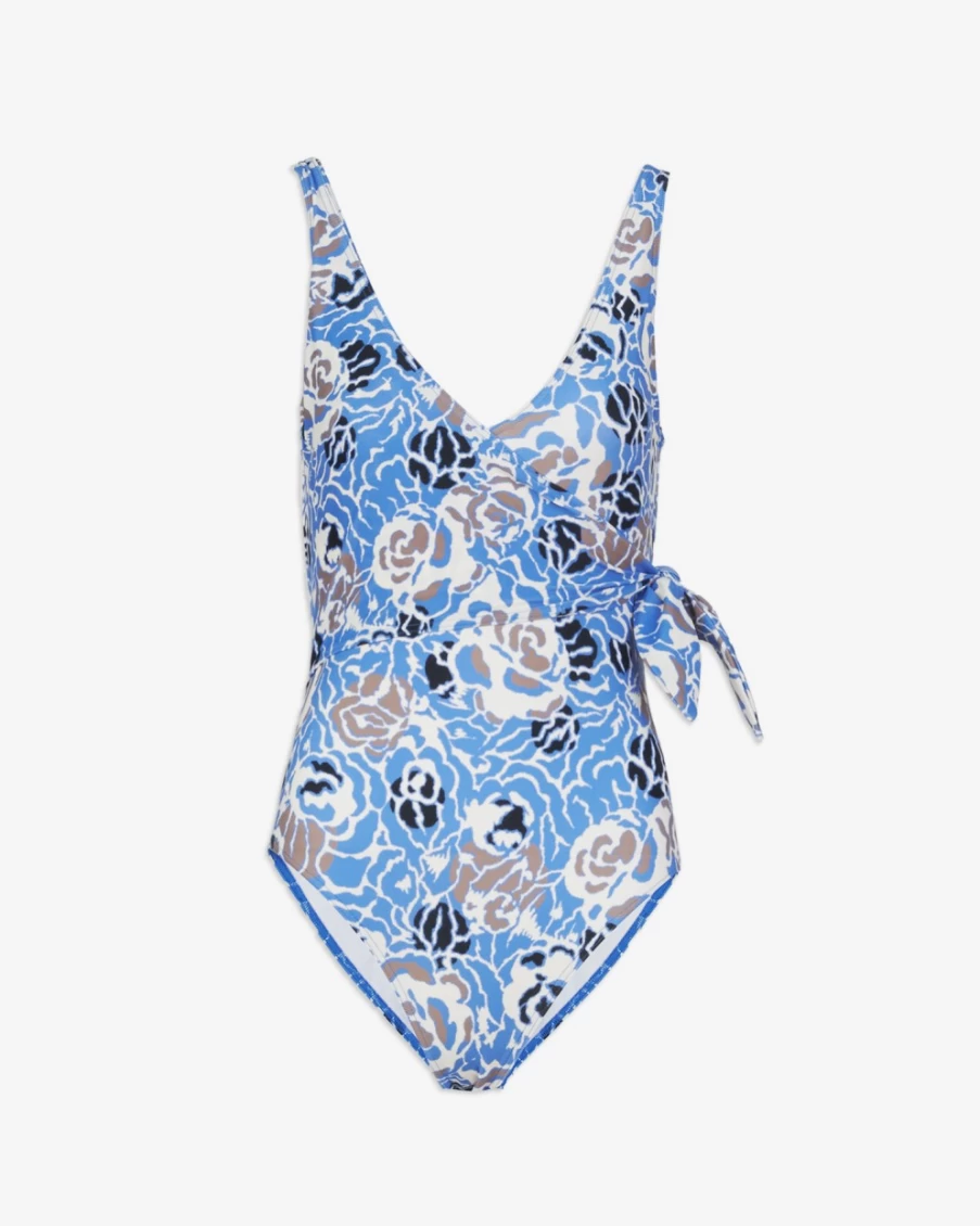 "Tanya Taylor Women's Kelly Wrap One-Piece Swimsuit in Marina Multi Print"