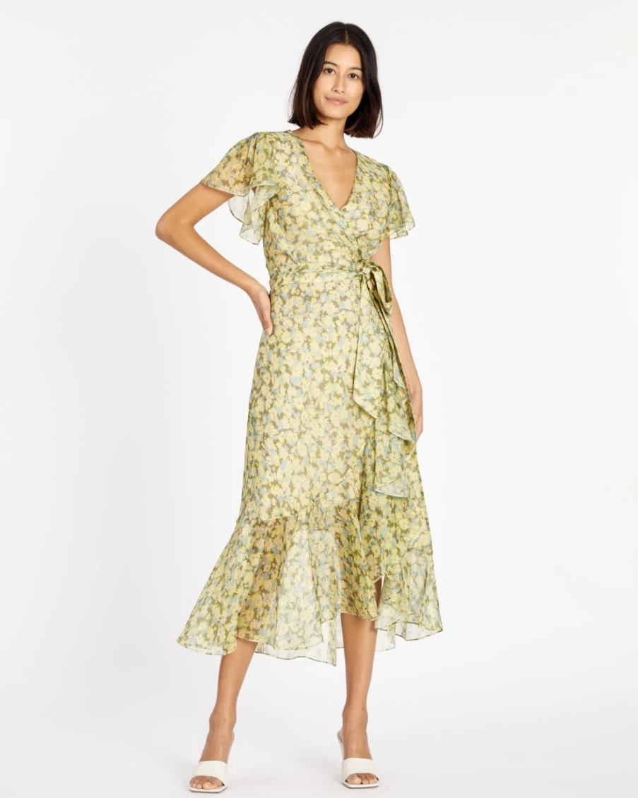 "Tanya Taylor Blaire Dress for Women in Cameo Blue Multi Floral Print"