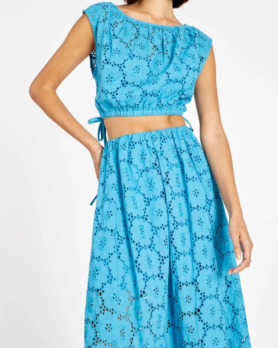 "Tanya Taylor Women's Maria Top in Lagoon Blue | Stylish Casual Blouse"