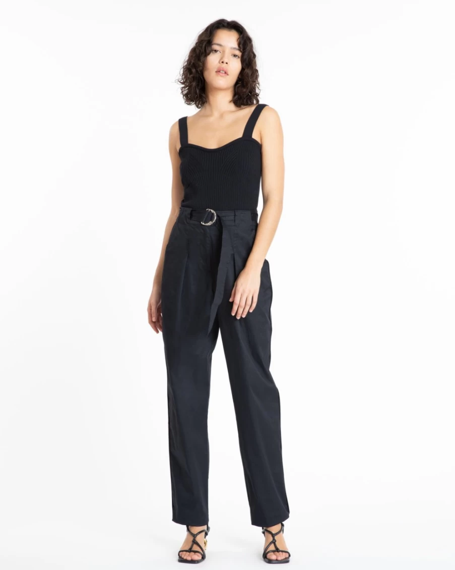 Tanya Taylor Women's Black Janie Knit Top - Elegant Crewneck Sweater