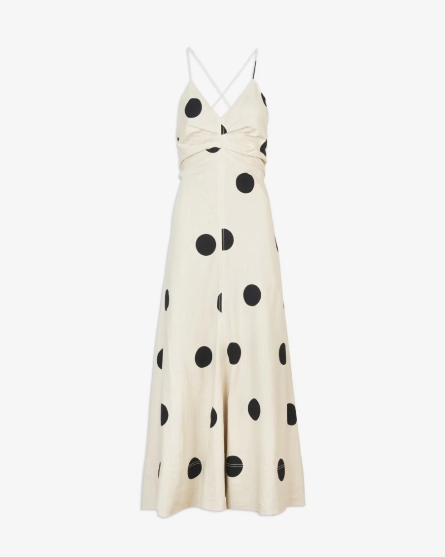 "Tanya Taylor Women's Meredith Dress in Sand/Black – Elegant Casual Wear"