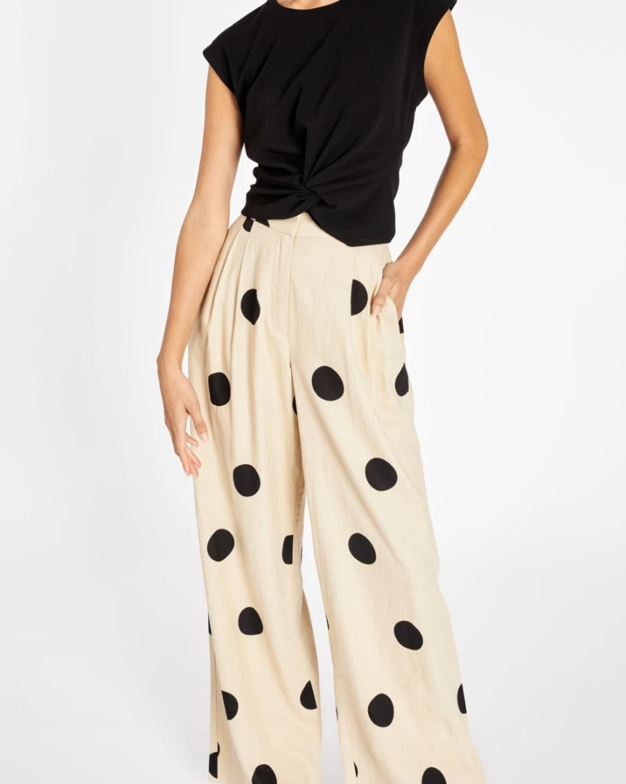 Tanya Taylor Women's Kenia Pant in Sand/Black - Casual Comfort Fit Trousers