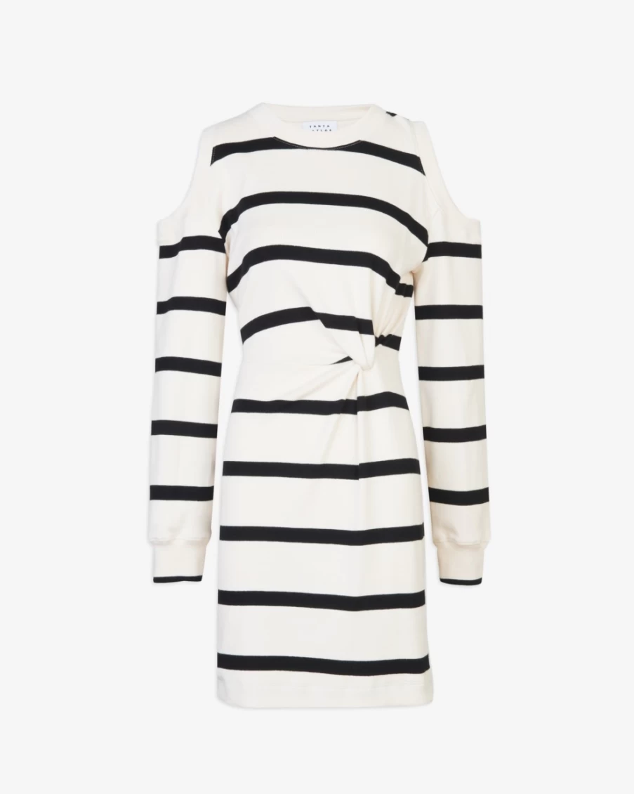 "Tanya Taylor Shirley Dress for Women - Cream & Black Floral Summer Dress"