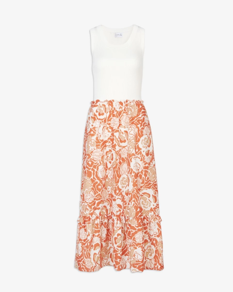 Tanya Taylor Women's Devon Dress in Guava Multi Floral Print