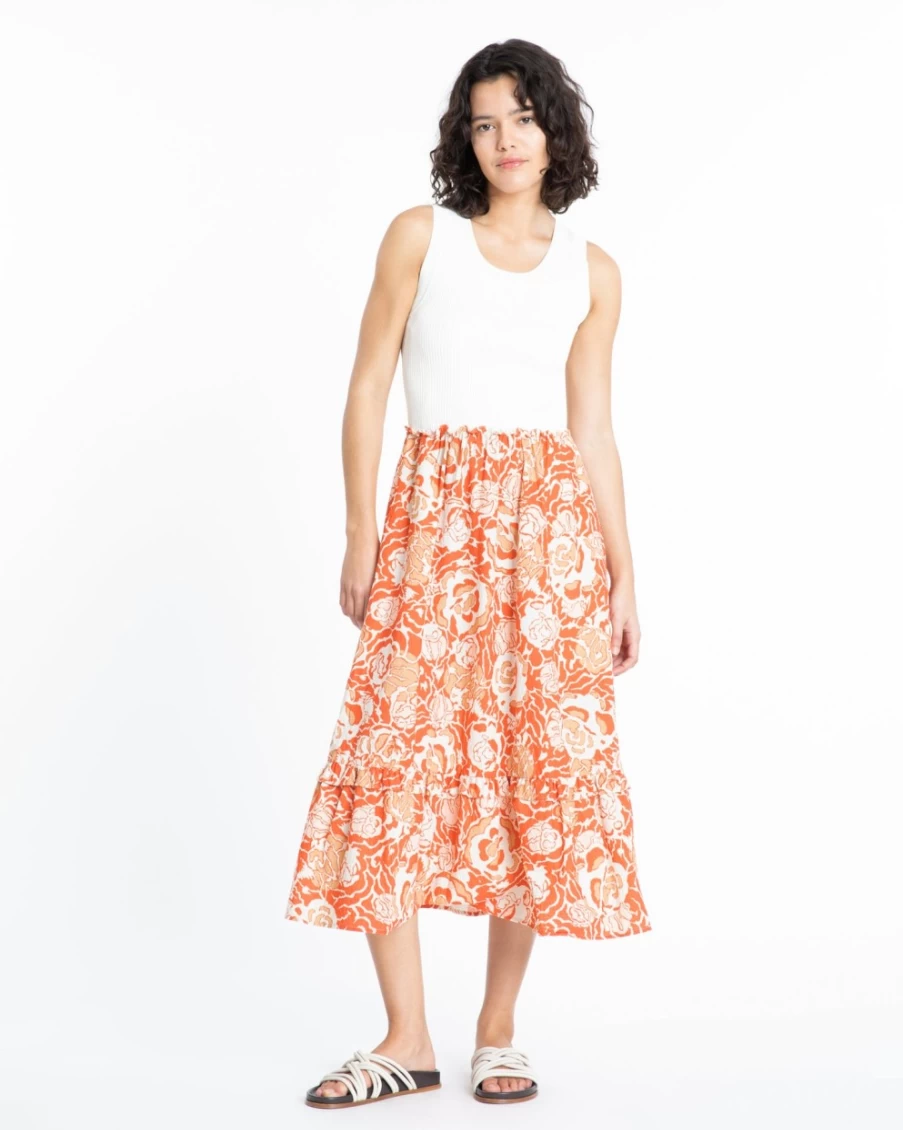 Tanya Taylor Women's Devon Dress in Guava Multi Floral Print
