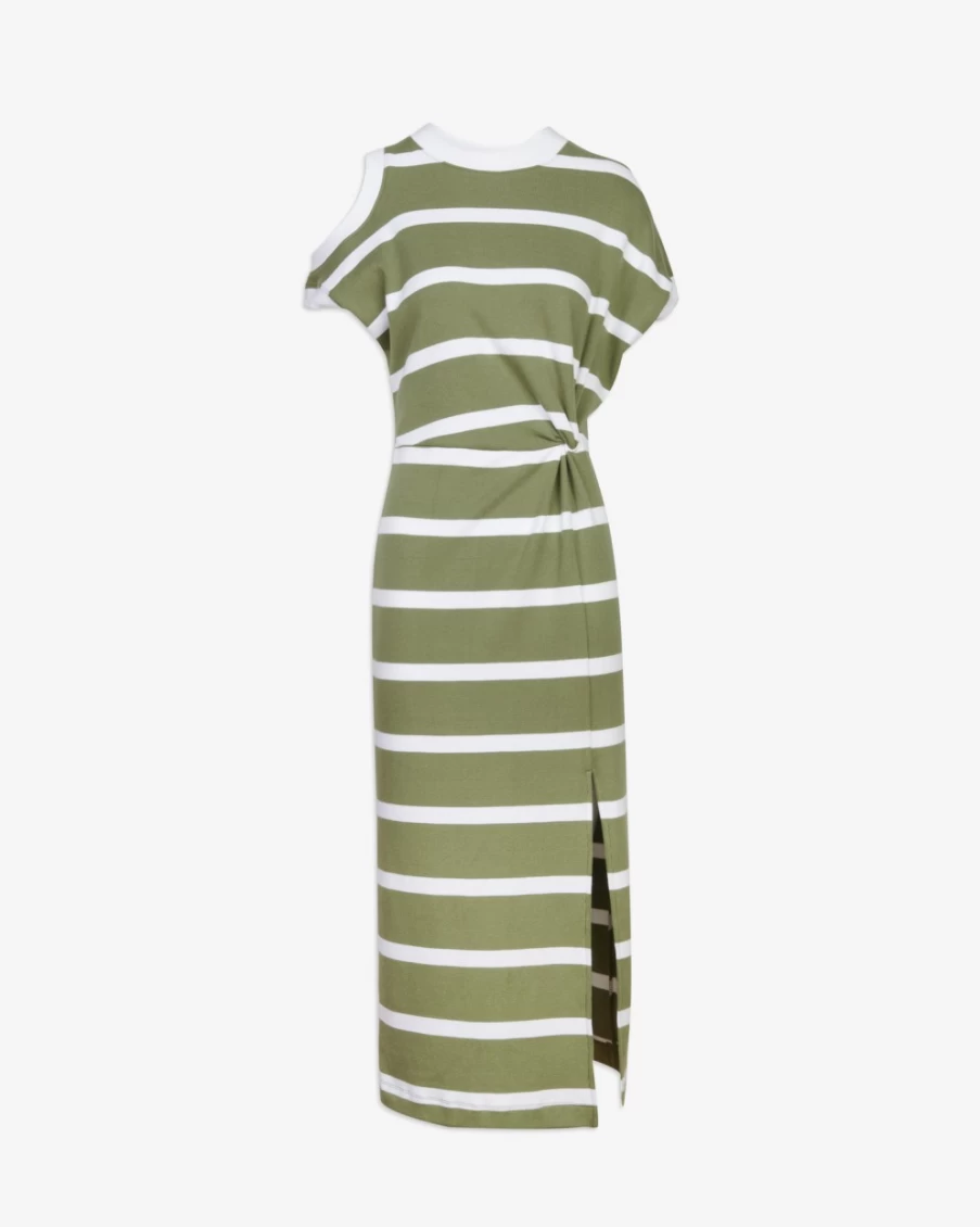 "Tanya Taylor Women's Charlie Dress in Moss/Optic White – Elegant Floral Print Summer Dress"
