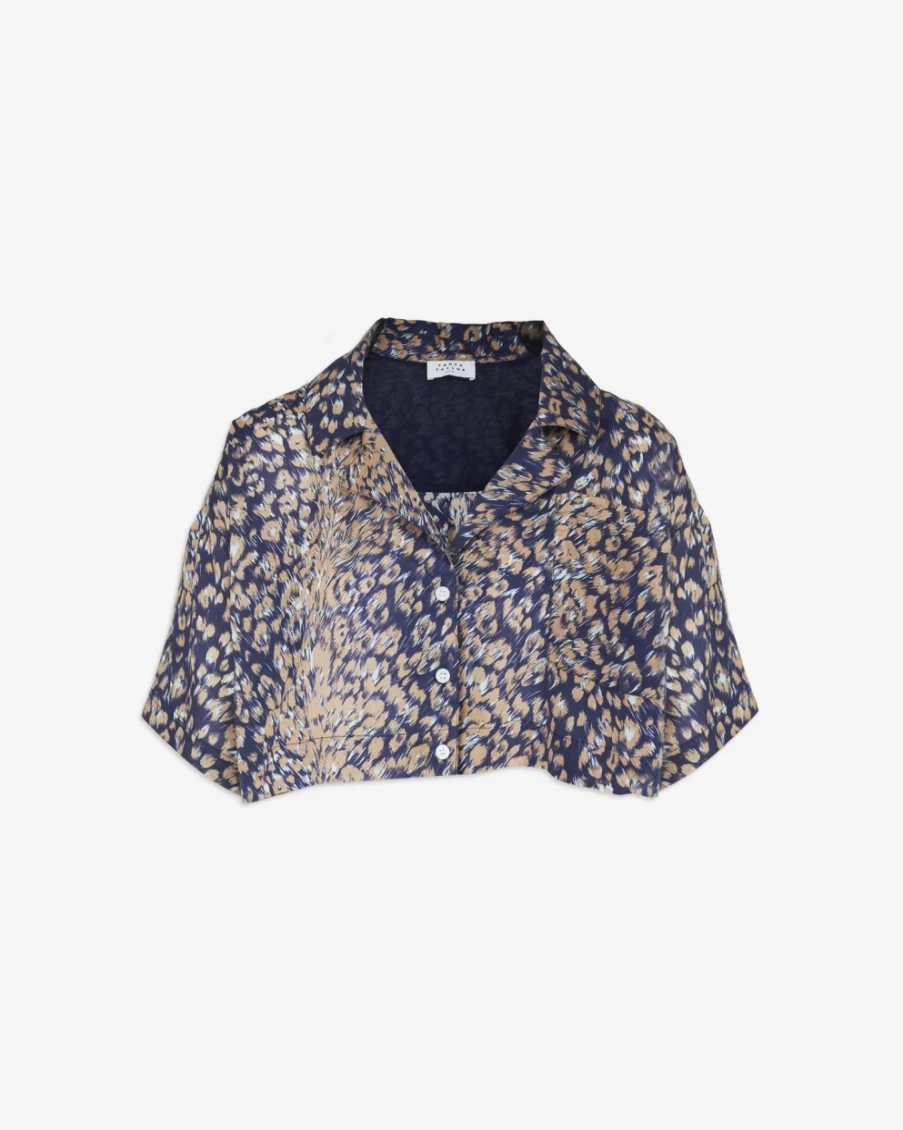 Tanya Taylor Women's Kennedy Top in Maritime Blue Multi - Floral Print Blouse