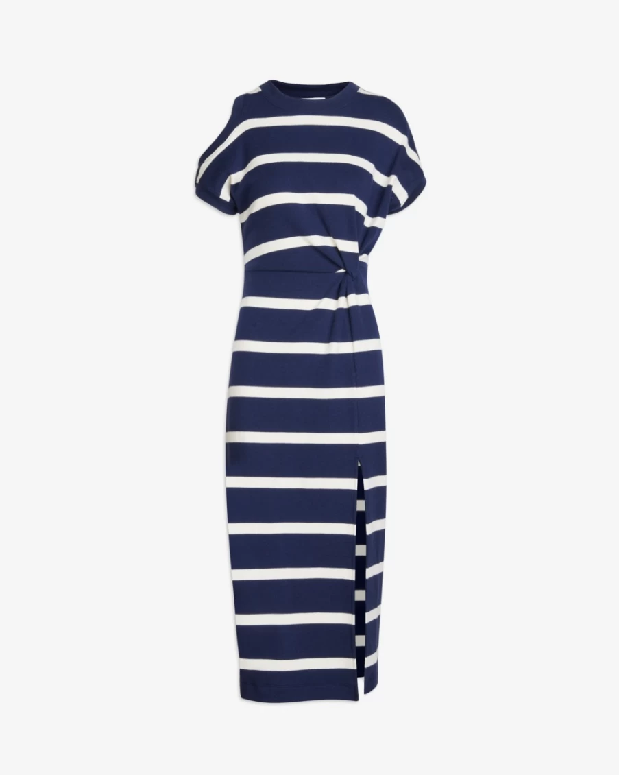 "Tanya Taylor Women's Charlie Dress in Maritime Blue & Cream | Elegant Floral Summer Dress"