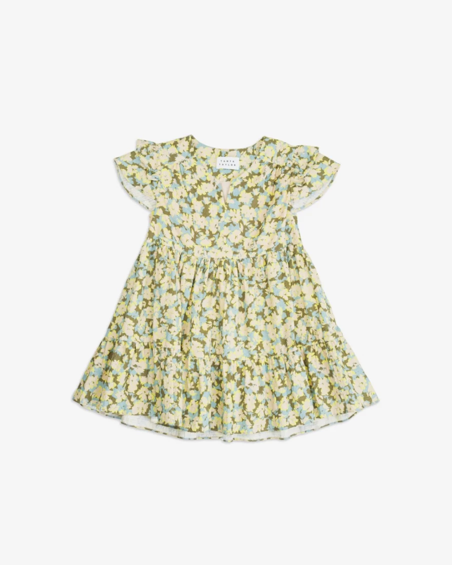 Tanya Taylor Women's Mini Marisol Dress in Cameo Blue Multi | Floral Printed Casual Chic Outfit