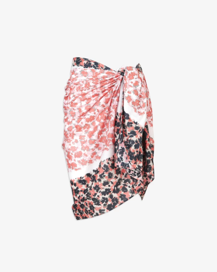 Tanya Taylor Women's Elora Sarong in Shell Pink Multi - Floral Printed Beach Wrap Skirt