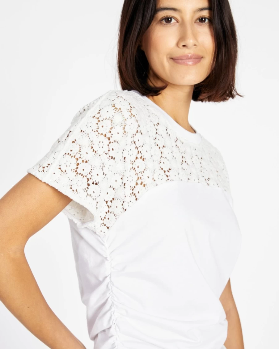 "Tanya Taylor Women's Akira Top in Optic White | Stylish Blouse for Women"